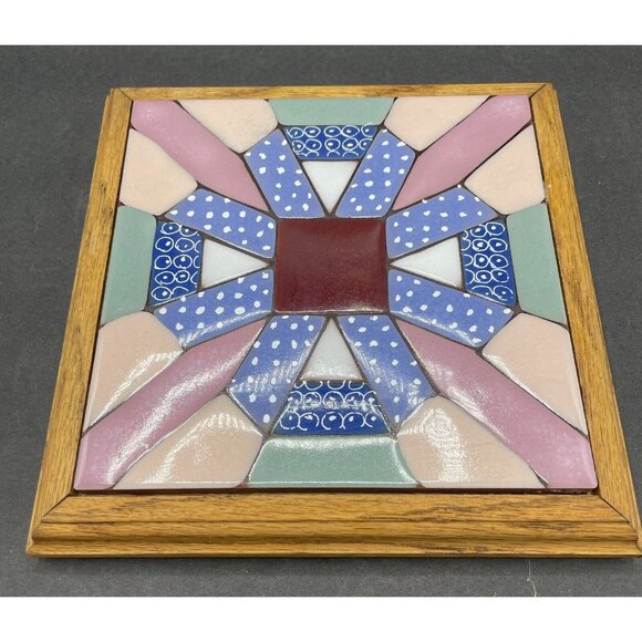 Vintage Carolyn Payne Creations Ceramic Tile Trivet Quilt Design - Picture 1 of 5